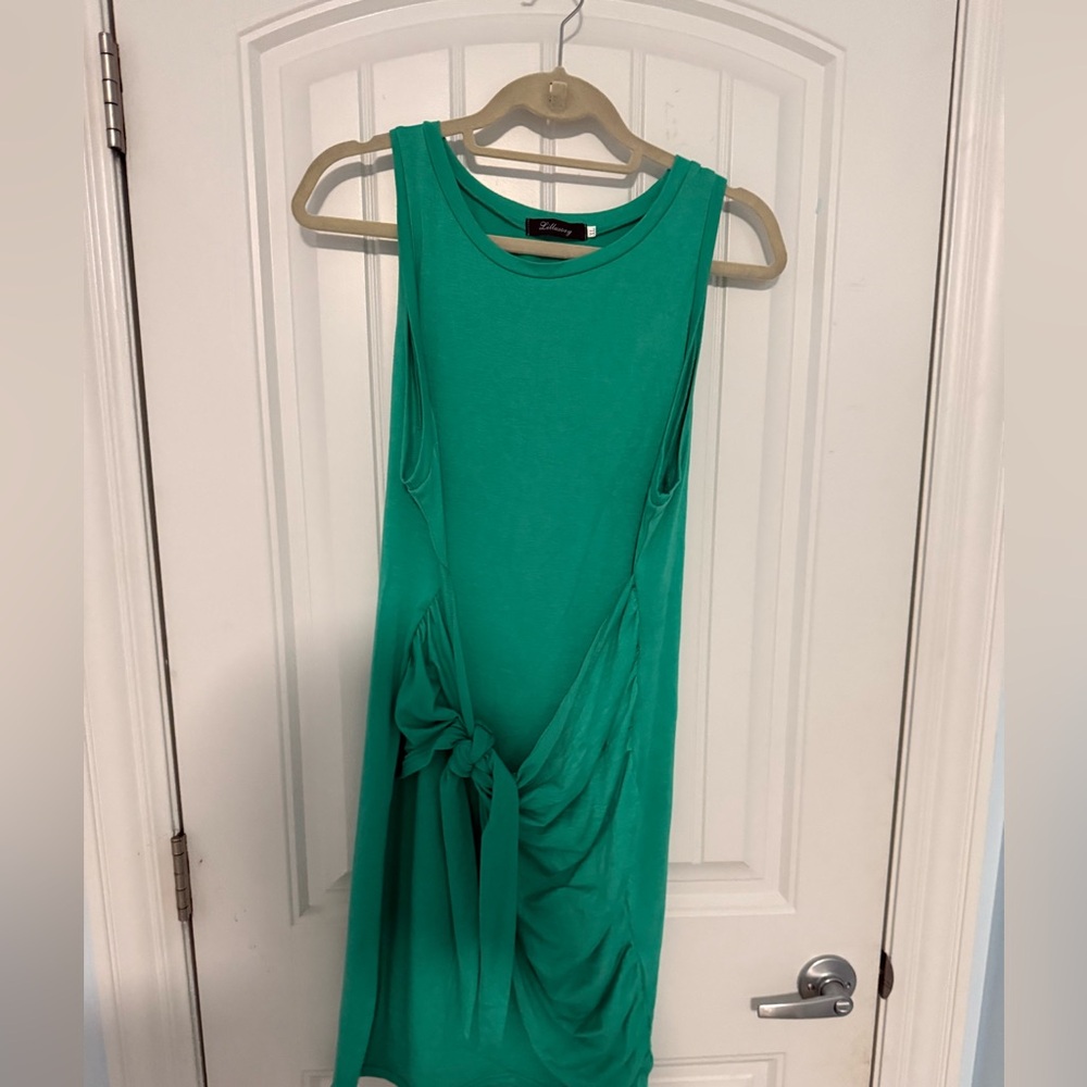 Green Asymmetrical Ruched Mini Dress